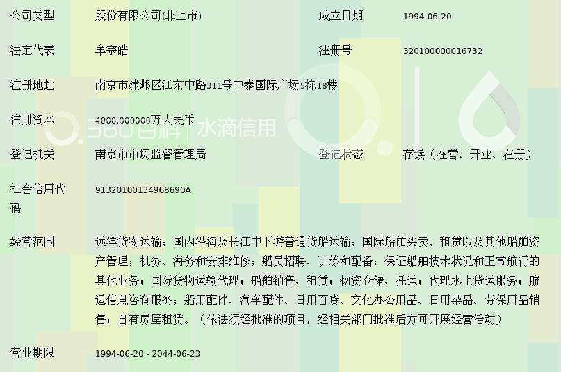 南京远洋运输股份公司普通货船运输业务概览